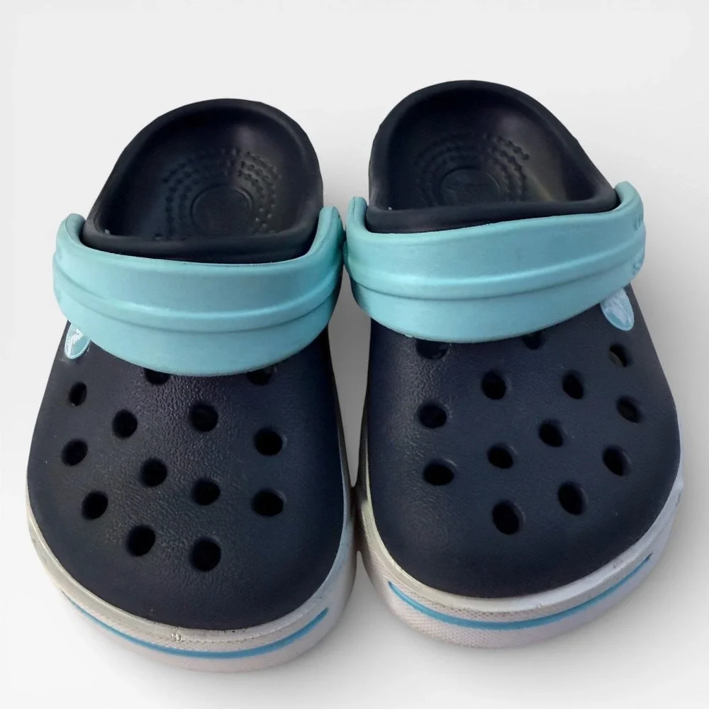 CROCS Crocband‎ Toddler Kids Clogs Shoes Navy with Aqua Accent Size 4C/5C